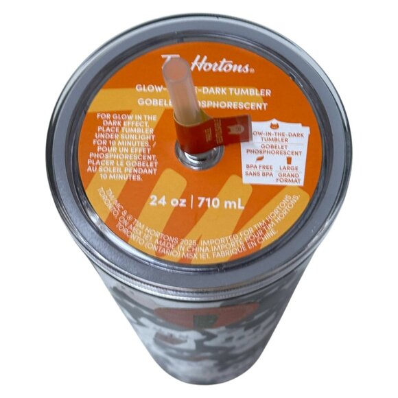 Tim Hortons TumblerHalloween Black Cats Glow in Dark 24 oz 2025 Limited Ed NEW - Picture 6 of 11